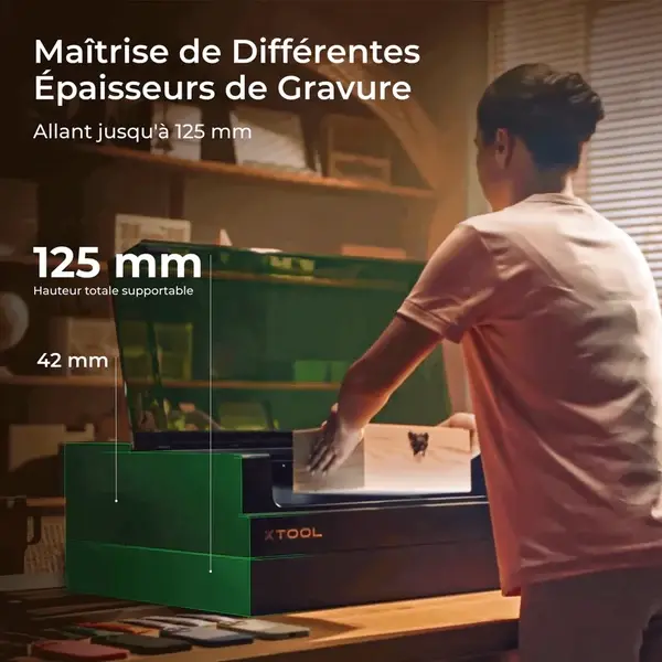 XTOOL - S1 - RÉHAUSSEUR POUR LASER S1 - NOIR - TAGin3D (2).webp