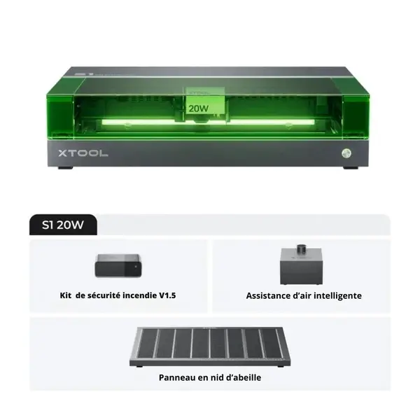 XTOOL - S1 20W - KIT DE BASE - GRAVEUR ET DÉCOUPEUR LASER