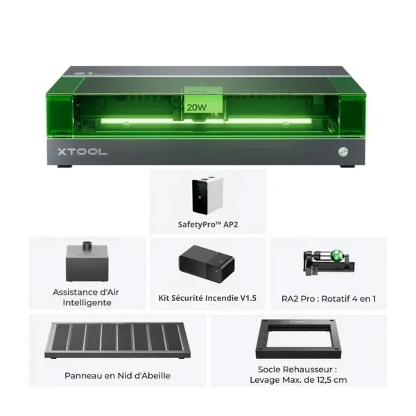 XTOOL - S1 20W - KIT COMPLET - GRAVEUR ET DÉCOUPEUR LASER
