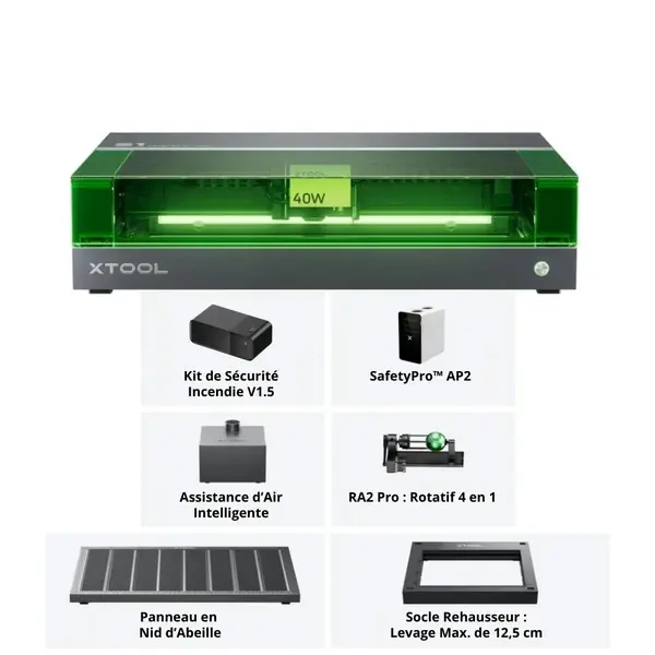 XTOOL - S1 40W - KIT COMPLET - GRAVEUR ET DÉCOUPEUR LASER