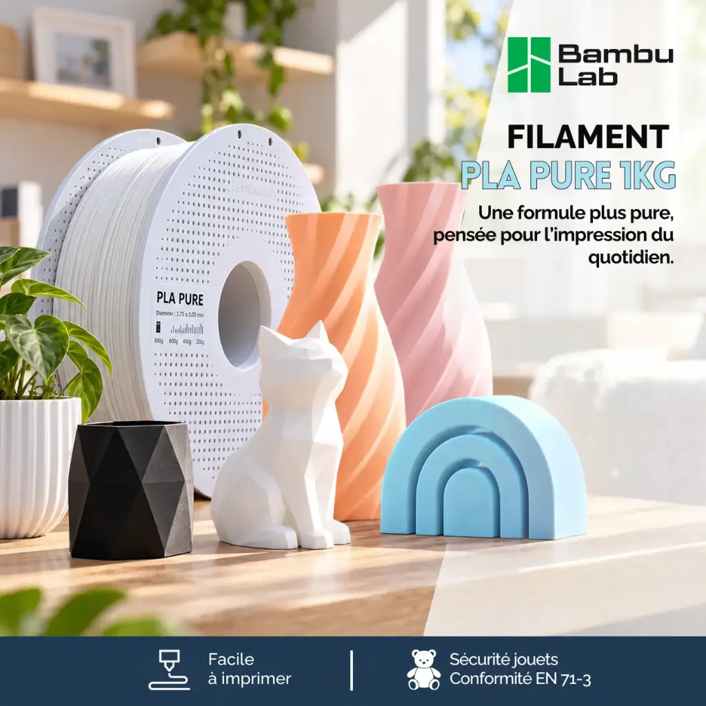 PLA PURE 1KG - 1.75 MM - BAMBU LAB